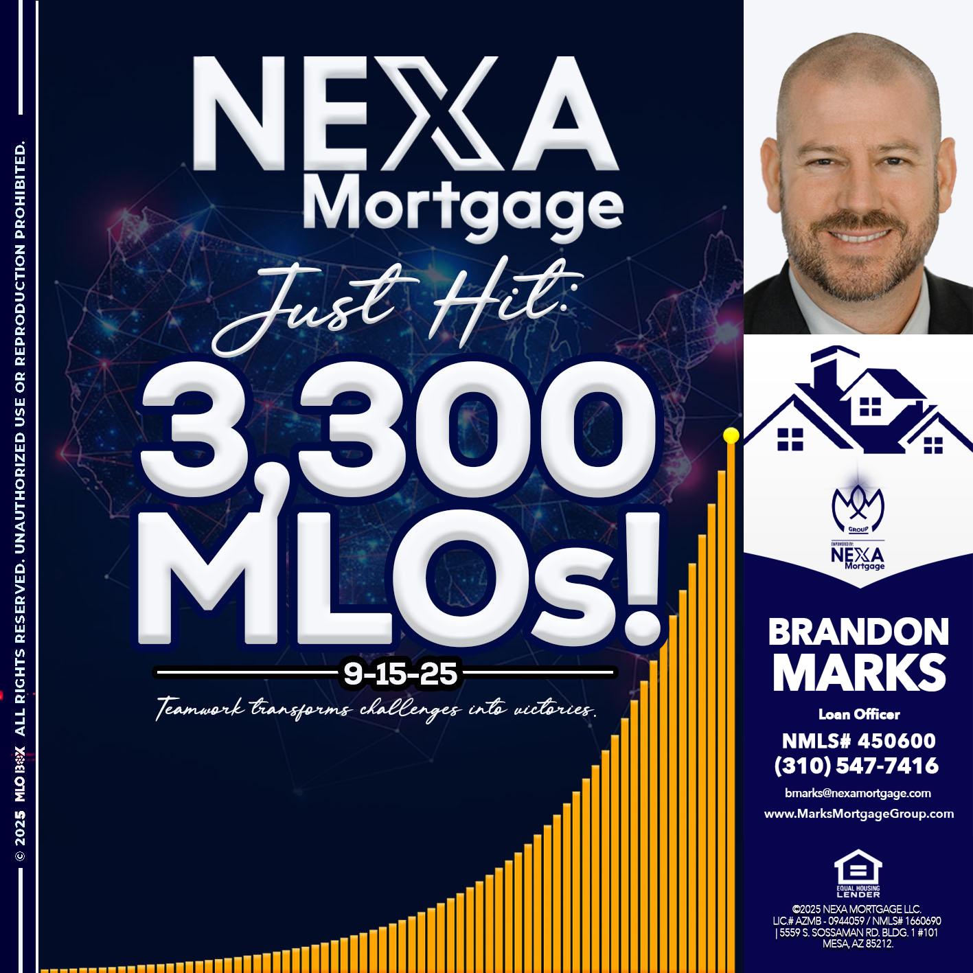 NEXA JUST HIT 3300 MLOS - Brandon Marks -Mortgage Broker